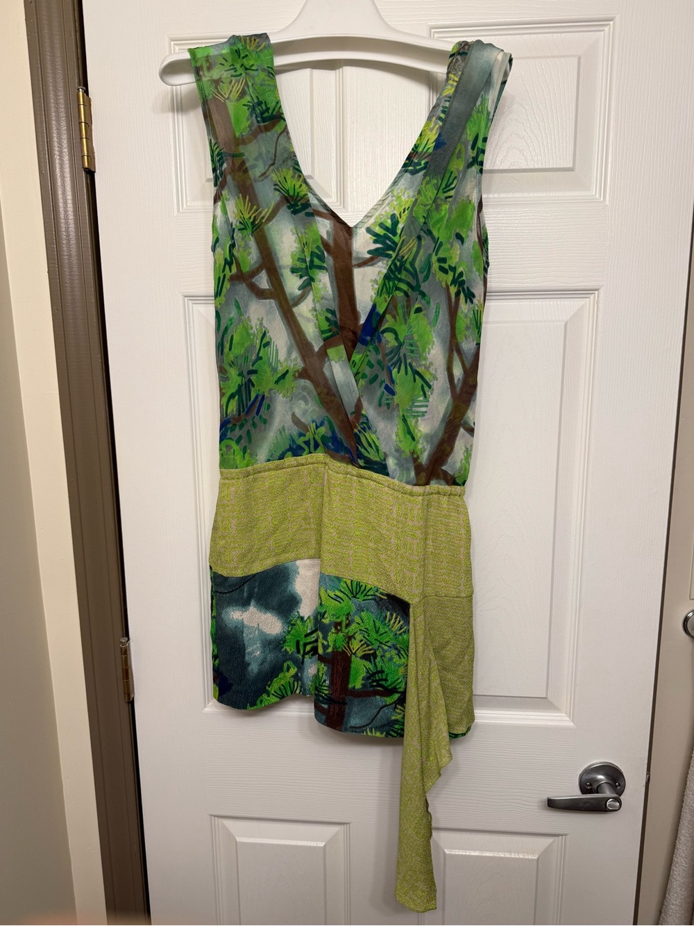 Tracy Reese 100% Silk Drop Waist Sash Printed Dress Vacation Travel Resort Small